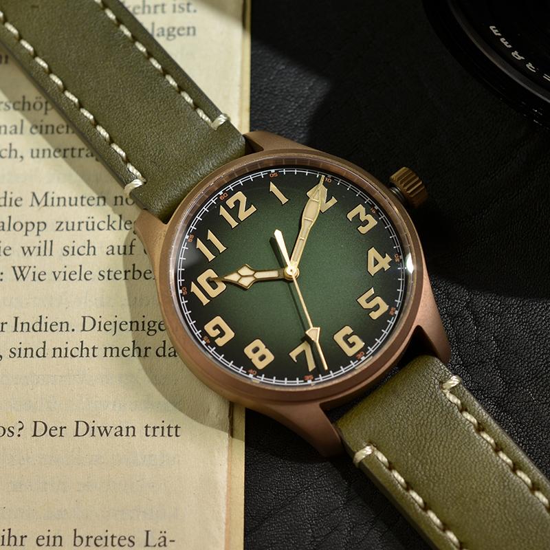 42mm Bronze Pilot NH38 Automatic Mechanical Watch B2006B