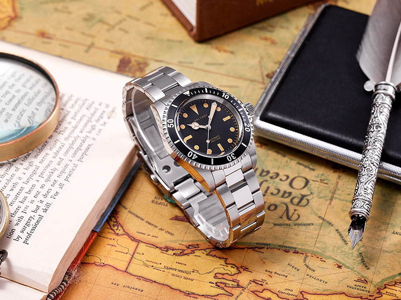 39mm Baltany NH38 Automatic Retro Diver Watch D3043AB