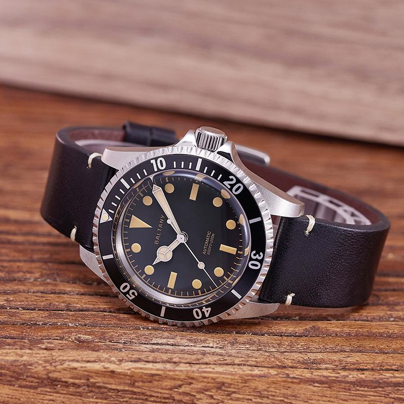 39mm Baltany NH38 Automatic Retro Diver Watch D3043AB