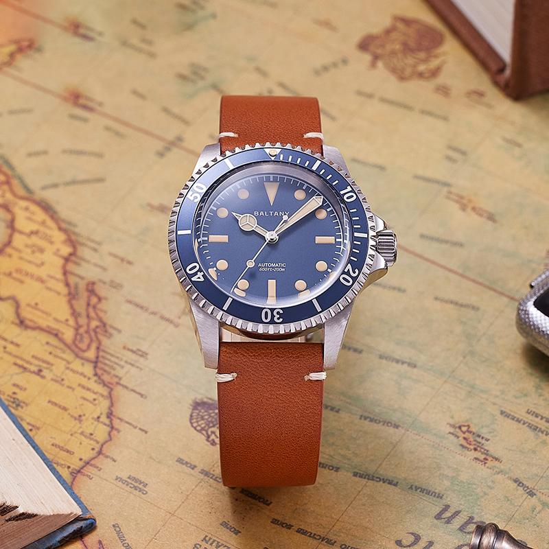 39mm Baltany NH38 Automatic Retro Diver Watch D3043AB