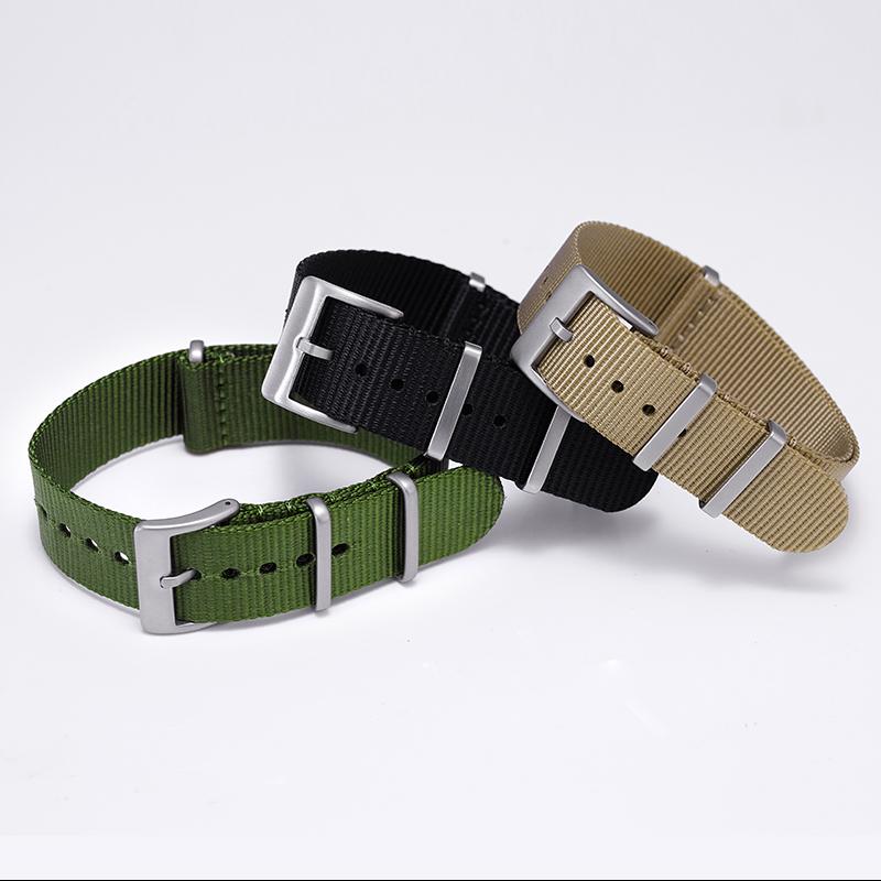 18mm/20mm  Black/Green/Grey Fabric Strap