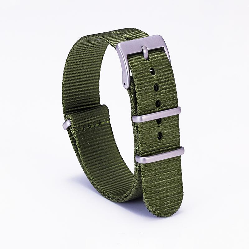 18mm/20mm  Black/Green/Grey Fabric Strap