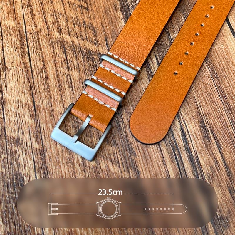 Military Style Black Brown Long Leather Strap 18mm and 20mm