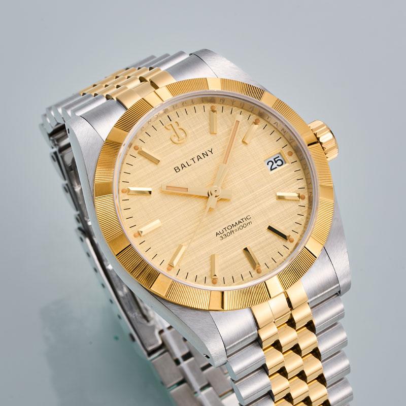 36mm Engine Turned Bezel Classic Linen Dial Dress Watch S4102