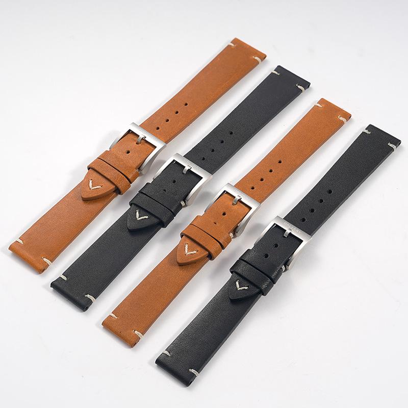 BALTANY Military-style Genuine Leather Watch Strap