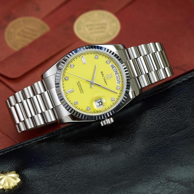 Cubic Zirconia 36mm Vintage Day-Date Homage Watches S4109
