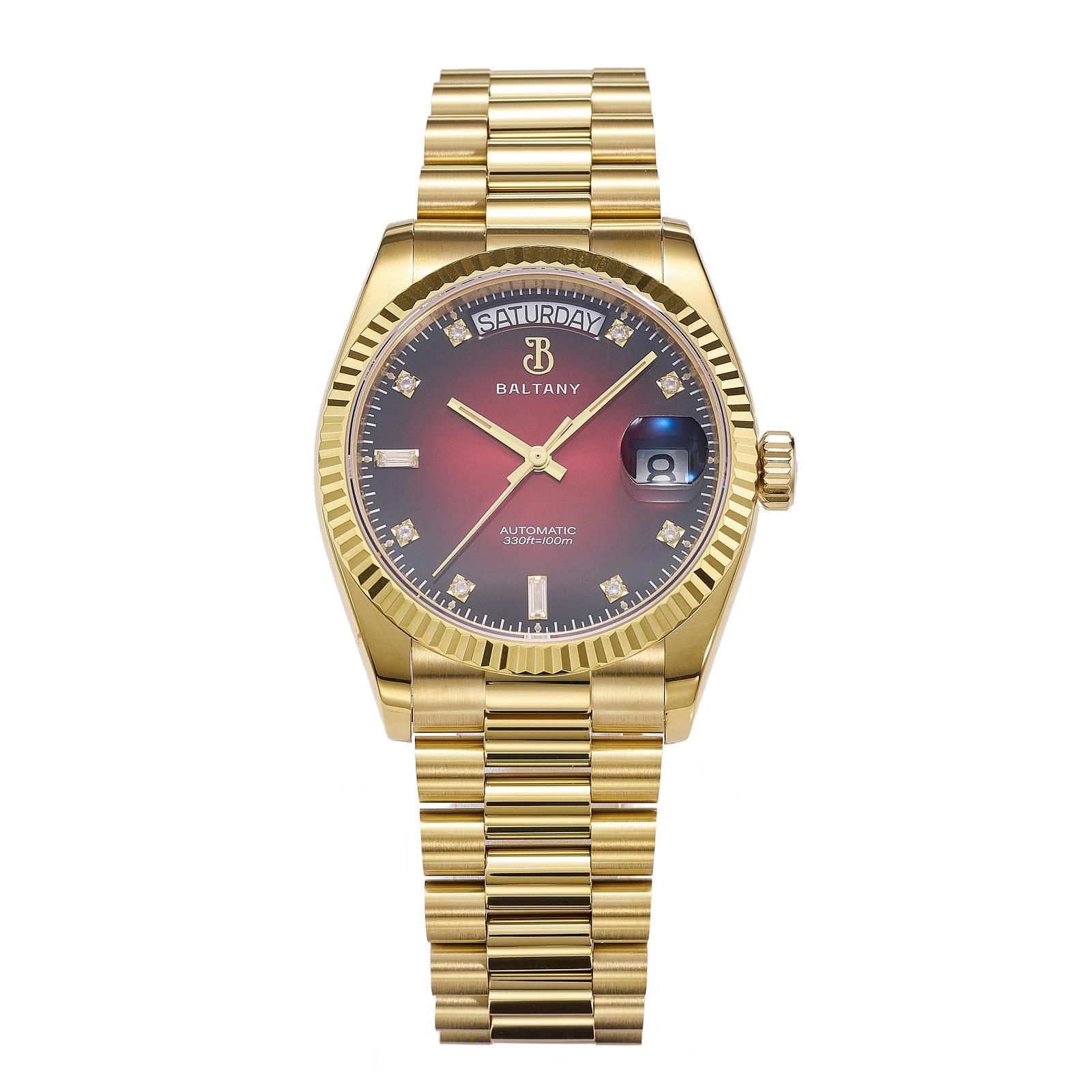 36mm Gold Case CZ Stone Dial DD Homage Watch S4109G