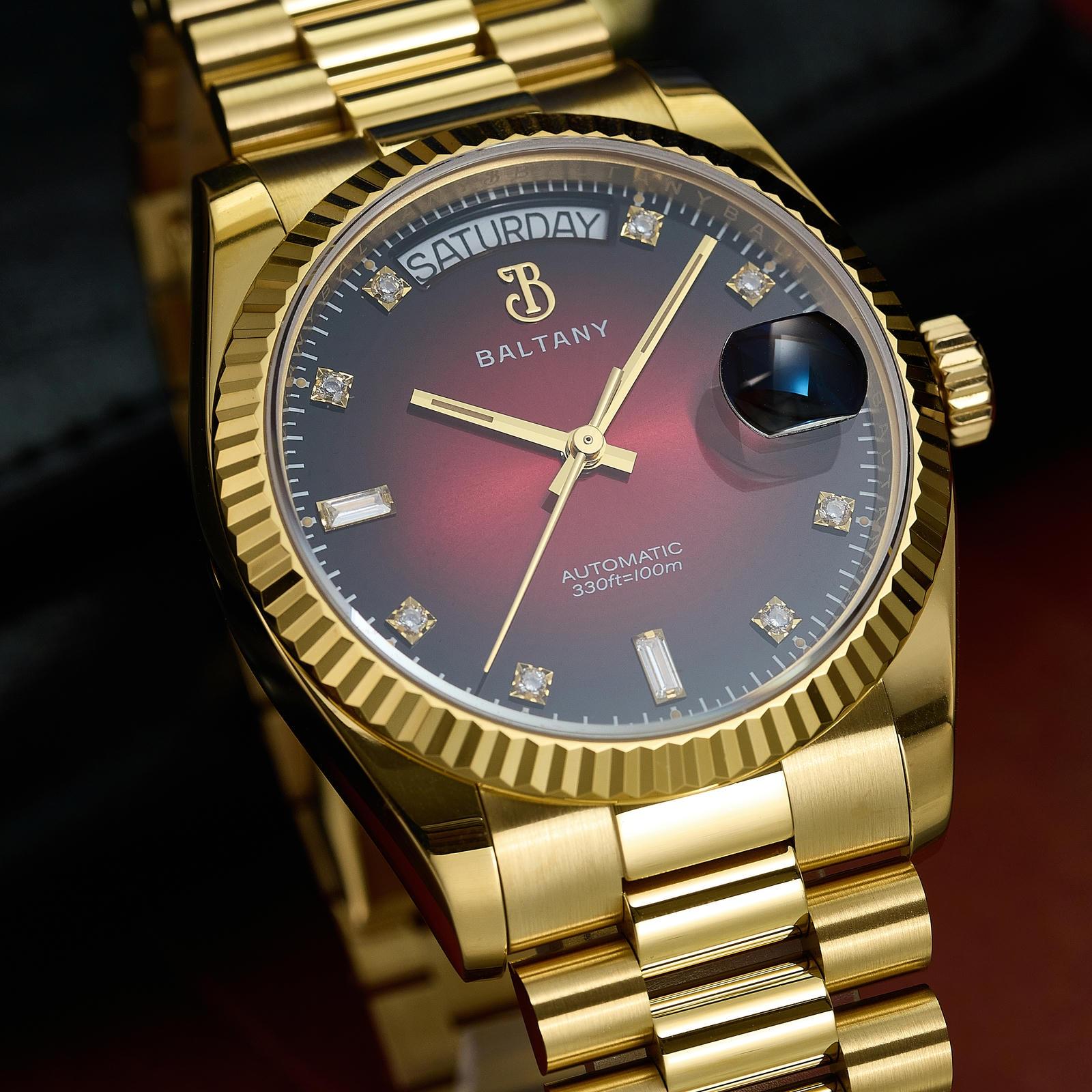 36mm Gold Case CZ Stone Dial DD Homage Watch S4109G