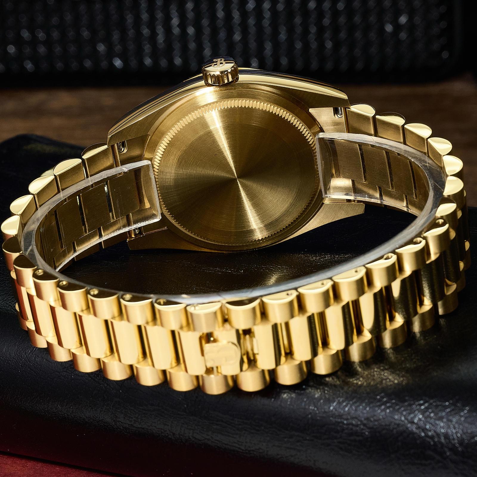 36mm Gold Case CZ Stone Dial DD Homage Watch S4109G