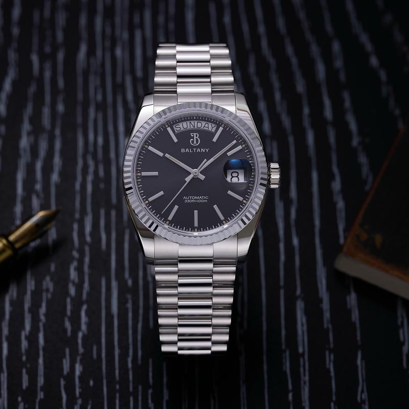 36mm Baton Hands Vintage Day-Date Homage Watch S4112